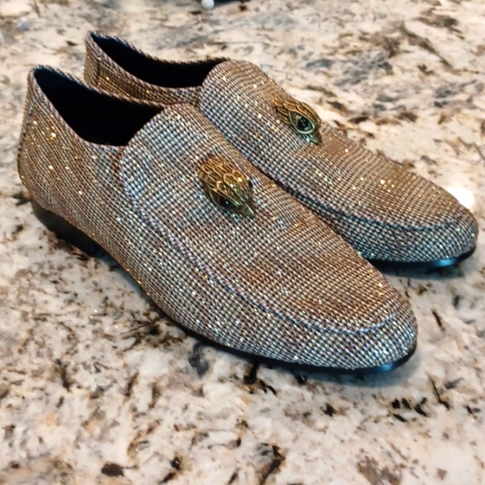 Kurt Geiger of London Eagle Jewel Embelished Men's Loafers EU 41 Gold & Black